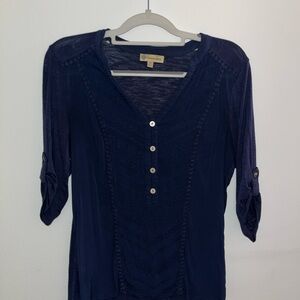 Democracy Deep Blue Button-Up Blouse
